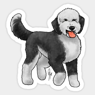 Dog - Sheepadoodle - Black and White Sticker